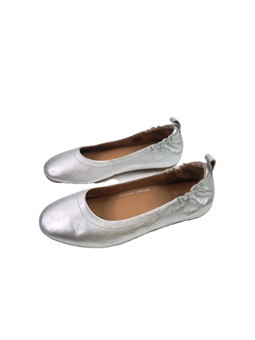 FitFlop Silver Women's Ballet Flats - Comfortable Slip-On Size 7.5